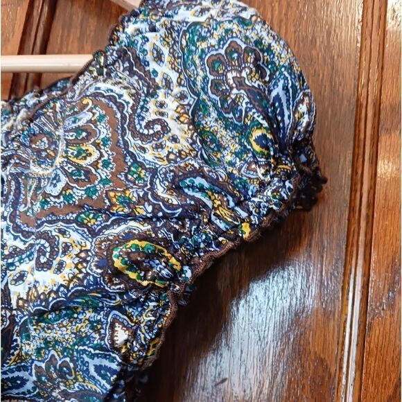 J CREW Paisley Peasant Cotton Short Sleeve Blouse - Picture 3 of 12